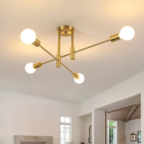 COMELY Industrial Chandelier Ceiling Light 4 x E27, Industrial Metal Ceiling Light Fixture, Modern Pendant Lamp for Living Room Bedroom Kitchen Hallway (Without Bulb) [Energy Class E]