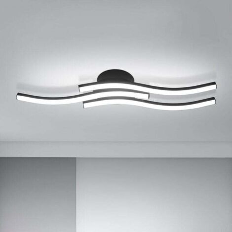 COMELY 18W LED Ceiling Light, Modern Ceiling Lamp with 3 LED Light Bars 6500K Cool White Light, Indoor Black Ceiling Light Fixture for Bedroom Living Room Kitchen