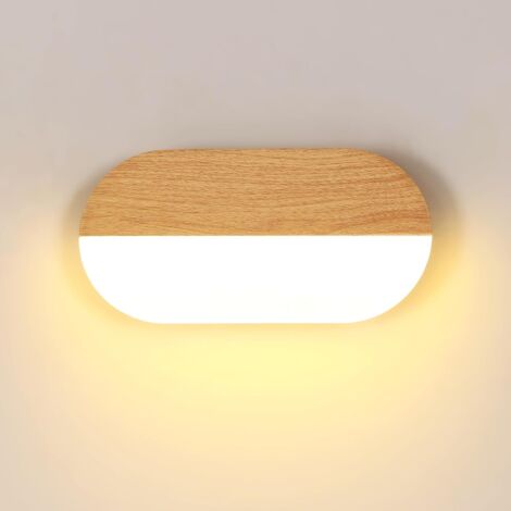 COMELY Wooden Design LED Wall Light, 7W, 3000K Warm White, 22x11x3.5cm, Modern Interior Sconce for Bedroom & Hallway