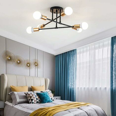 COMELY Modern Ceiling Light, 6-Lights Vintage Lamp, Industrial Chandelier Pendant Light E27 Base, for Living Room Bedroom Kitchen