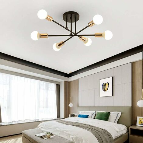 COMELY Modern Ceiling Light, 6-Lights Vintage Lamp, Industrial Chandelier Pendant Light E27 Base, for Living Room Bedroom Kitchen