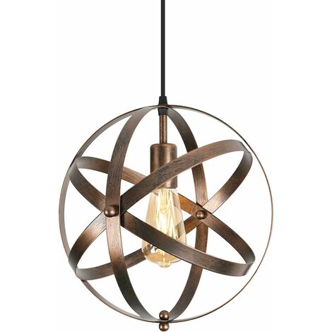 COMELY Vintage Pendant Lamp, Retro Ceiling Chandelier, E27 Industrial Ceiling Lighting for Restaurant Bar Dining Room Light Fixture 30cm - 1 PCS - Rusty Brown - Bulb not included