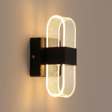 COMELY LED Wall Light, Modern Indoor Wall Lamp, 12W 3000-6000K Warm White Cold White Natural Light Indoor Wall Light for Bedroom Living Room Stair Lamp (Black) [Energy Efficiency Class E]
