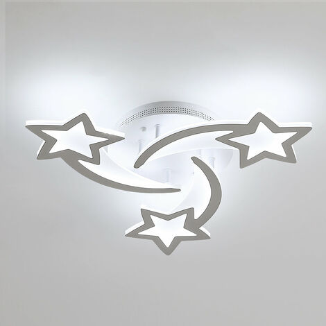 30W LED ceiling light, 6000K cool white light, modern star-shaped ceiling light for bedroom children's room