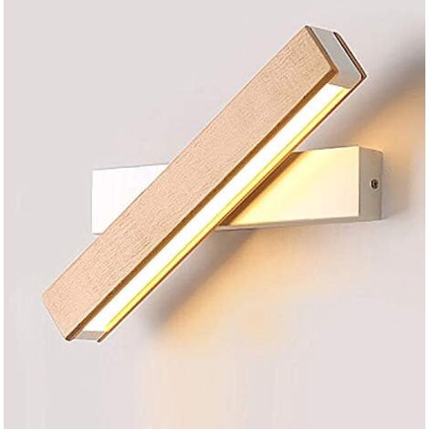 COMELY LED Indoor Wall Light, 360° Rotation with Simple Solid Wood Lighting Modern Wall Lamp for Bedroom Office Hallway Living Room, Warm White (21CM)