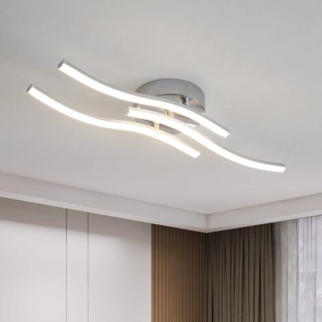COMELY Silver LED Ceiling Light, Integrated Luminaire in Wave Shape, 18W LED 220V IP20, Modern Ceiling Light for Living Room or Kitchen (Neutral White 4000K)