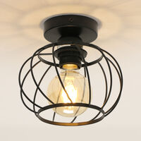 COMELY Modern Metal Iron Ceiling Light E27, Mini Round Semi Flush Mount Ceiling Lighting, Iron Ceiling Light Fixture for Bedroom Kitchen Dining Room Hallway Entryway (Black)