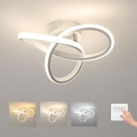 COMELY Modern LED Ceiling Light, 20W 2200LM Dimmable White Ceiling Lamp for Bedroom, Kitchen, Balcony, Living Room, Hallway, 3000K/4500K/6500K, Aluminum, Dia 25cm