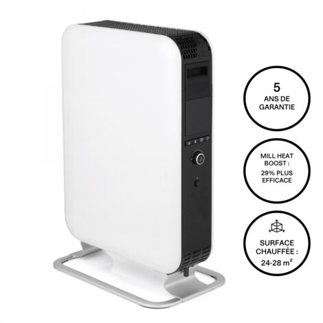 Radiateur bain d'huile 2000W – Technologie Mill Heat Boost – Chaleur douce sans assèchement – Programme jour/nuit pour économies d'énergie