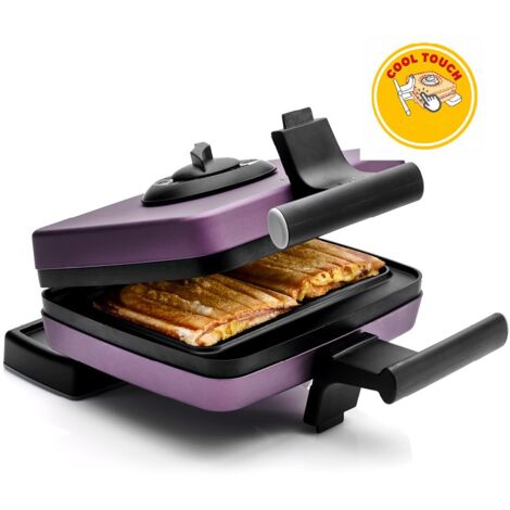 Gaufrier TOASTY Cool Touch 1200W – Plaques en fonte d'aluminium – Thermostat 8 positions – Axe pivotant 180° – Revêtement antiadhésif – Frifri