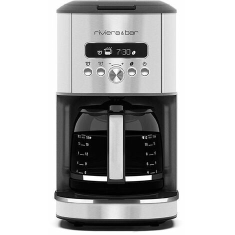 Cafetière filtre programmable inox 1,8L – 18 tasses – Sélecteur d'arômes – Écran LCD – Maintien au chaud 30 min – 950W – Riviera & Bar