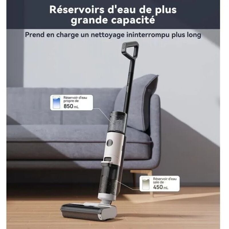 JONR ED12 Aspirateur sans Fil Portable Sec et Humide, Puissant 9KPa 200W Autonome 30 Minutes, Nettoyage des Bords, Fonction de Nettoyage Automatique Intelligente, Adapté Aux Sols Durs 4