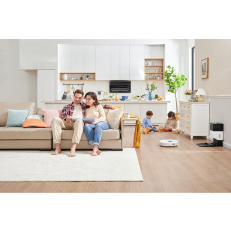 Roborock Q7 Max+ Aspirateur Robot Laveur 4200 Pa avec Station de Vidange Automatique 2,5 L Robot Aspirateur à Navigation Lidar Cartographie WiFi/Alexa/APP, Mise à Niveau du S5 Max