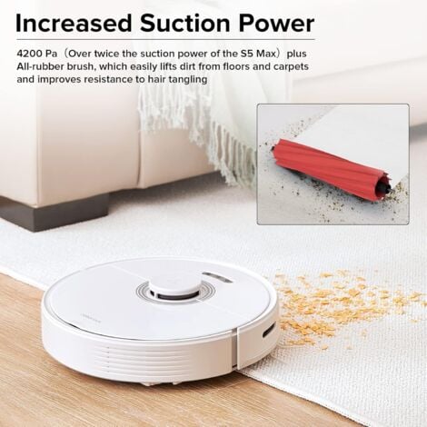Roborock Q7 Max+ Aspirateur Robot Laveur 4200 Pa avec Station de Vidange Automatique 2,5 L Robot Aspirateur à Navigation Lidar Cartographie WiFi/Alexa/APP, Mise à Niveau du S5 Max