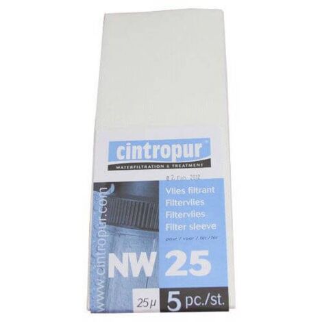 Cintropur – Lot de 5 manchons filtrants 25 µ – Filtration jusqu'à 25 microns – Dimensions 28 x 10.7 cm – Remplacement tous les 6 à 12 mois