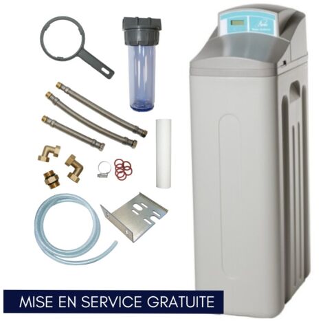 Apic – Adoucisseur d'eau 25L – Débit instantané 2,5 m³/h – Dimensions H. 1116 x P. 557 x L. 330 mm – Kit de raccordement inclus