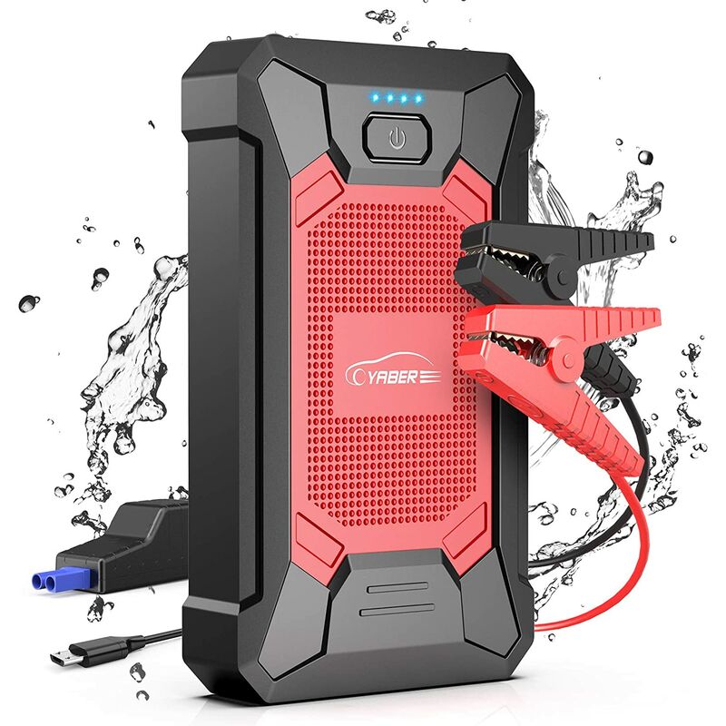 YABER Booster Batterie 2500A 23800mAh Portable Jump Starter (Tout Gaz ou  8.0 L Diesel) Chargeur sans Fil avec Lamp LED Écran LCD Marteau de Sécurité  Boussole