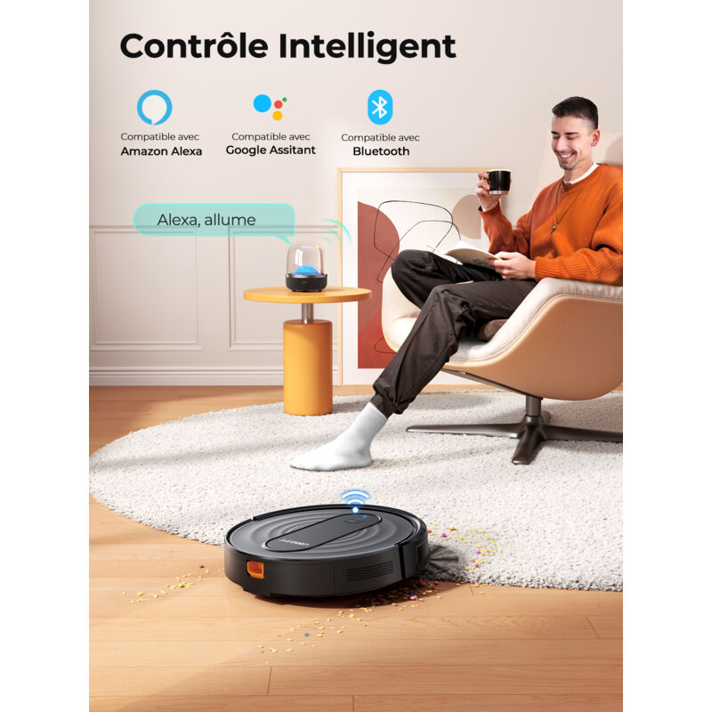 Airzeen Aspirateur Robot, 3 en1 Robot Aspirateur 3000Pa Puissance d'aspiration élevée Aspirateur Robot Laveur Silencieux, App/WiFi, 150 Min d'autonomie 3