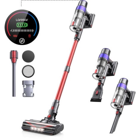 Laresar V8 Aspirateur Balai sans Fil ,500W/48KPa Aspirateur sans Fil, 60 Minutes d'autonomie, Aspirateur Balai avec écran Tactile pour Les Poils d'animaux/Tapis/Sols Durs, 2024 Dernier Moteur