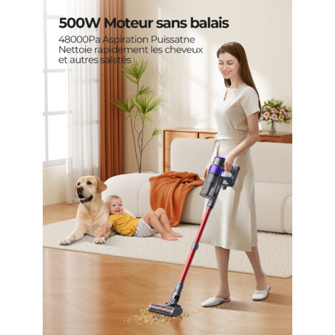 Laresar V8 Aspirateur Balai sans Fil ,500W/48KPa Aspirateur sans Fil, 60 Minutes d'autonomie, Aspirateur Balai avec écran Tactile pour Les Poils d'animaux/Tapis/Sols Durs, 2024 Dernier Moteur