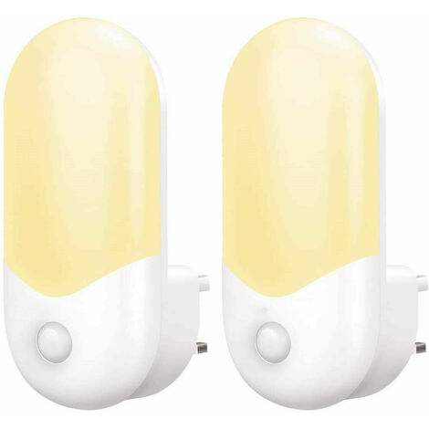 2 Pack 0.5W Plug in LED Night Light with Dusk to Dawn Sensor Daylight Cool  White