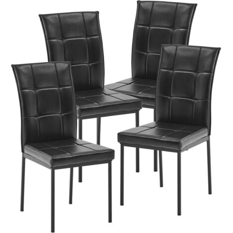 Artist Hand Set of 4 Dining Chairs Faux Leather Modern Dining Room Kitchen Chairs Set with High Back and Sturdy Metal Legs for Living room, Dining Room, Kitchen, Black (1/5)