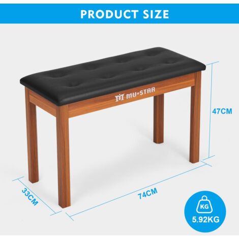 MUSTAR Piano Bench Piano Stool with Storage,74cm Large Seat Solid Wooden Keyboard Bench,Soft Faux Leather Padded Seat for Vanity, Living Room,Bedroom,Brown