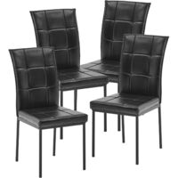 Artist Hand Set of 4 Dining Chairs Faux Leather Modern Dining Room Kitchen Chairs Set with High Back and Sturdy Metal Legs for Living room, Dining Room, Kitchen, Black