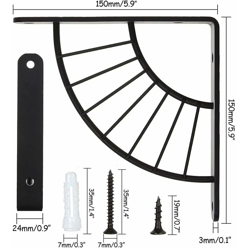 RHAFAYRE Set di 4 staffe per mensole sospese a scomparsa con viti per  mensole a parete per impieghi gravosi (185 mm)