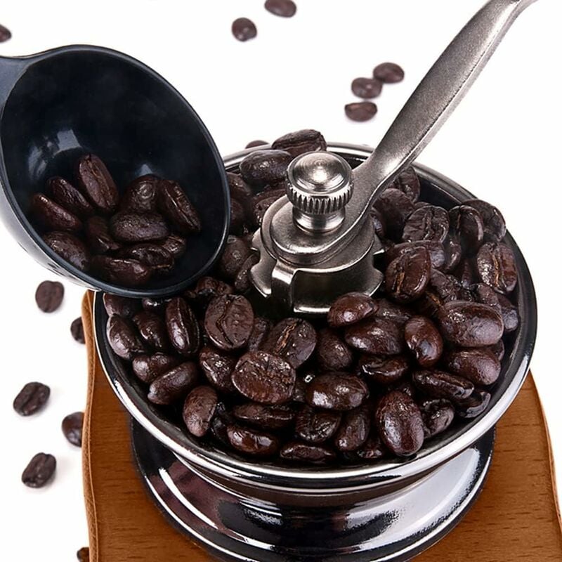 RHAFAYRE Macinacaffè manuale in legno marrone retrò con manovella portatile,  macinacaffè dal design antico, macinacaffè espresso per chicchi di caffè,  chicchi di caffè, acciaio inossidabile