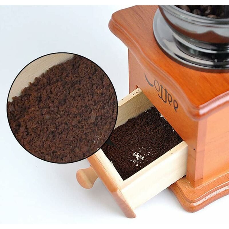 RHAFAYRE Macinacaffè manuale in legno marrone retrò con manovella  portatile, macinacaffè dal design antico, macinacaffè espresso per chicchi  di caffè, chicchi di caffè, acciaio inossidabile