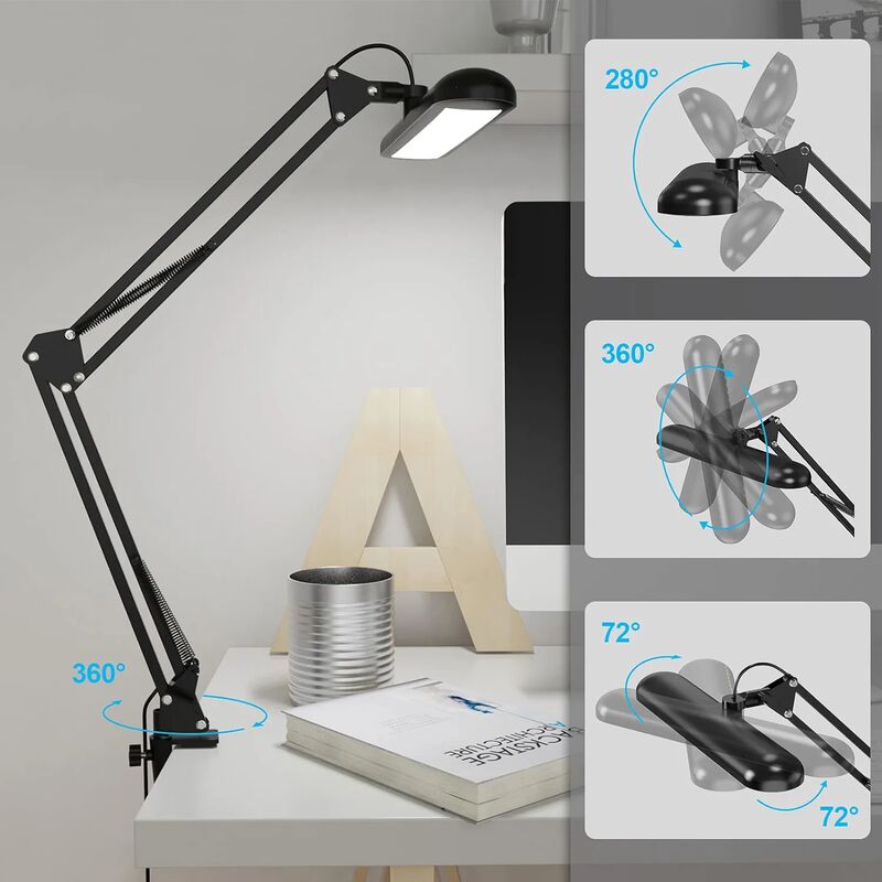 Lampada da Scrivania LED, Luce da Scrivania Rotazione a 360 ° USB  Regolabile 3 Modalità di Illuminazione Lampada da Tavolo Bambini per  Lavoro