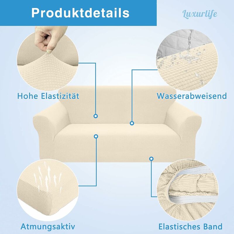 RHAFAYRE Copridivano elasticizzato, impermeabile e resistente ai graffi per  divano a 1 posto modello elegante con bastoncini in schiuma antiscivolo  (divano a 1 posto, beige)