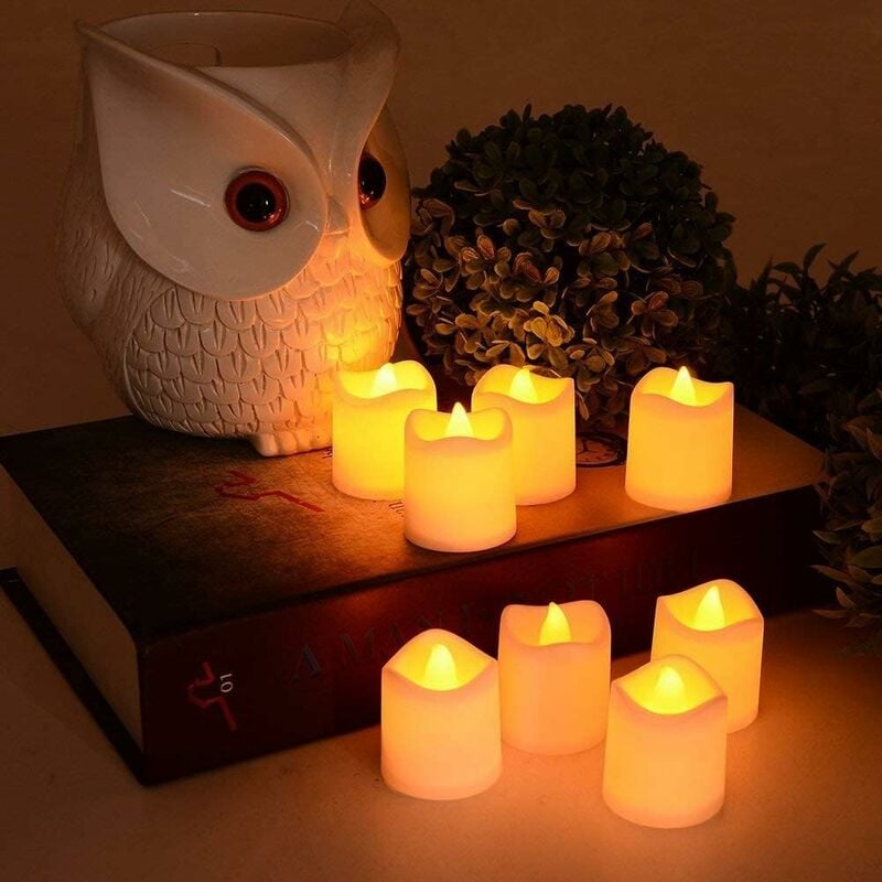 RHAFAYRE 24 Pezzi Candele LED, LUNSY Candele Tealight Senza Fiamma, Candela  Elettrica Tremolante Decorazione per Interni