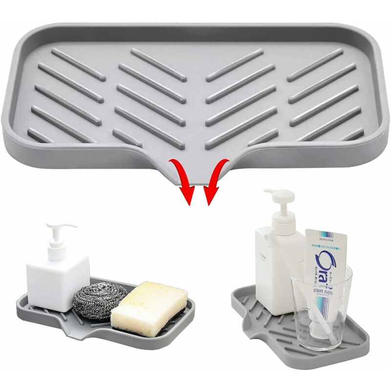 RHAFAYRE Portasapone da cucina, Vassoio per lavello da cucina Vassoio per  spugne Portaspugna da cucina Portasapone in silicone di alta qualità  autosvuotante per bagno Cucina Lavandino Caddy Organizzat