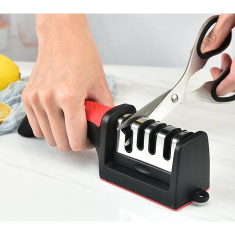 RHAFAYRE Affilacoltelli Professionale, Affilacoltelli da Cucina 4 in 1 con  Base Antiscivolo, Affilacoltelli Affilacoltelli per Coltelli da Cucina