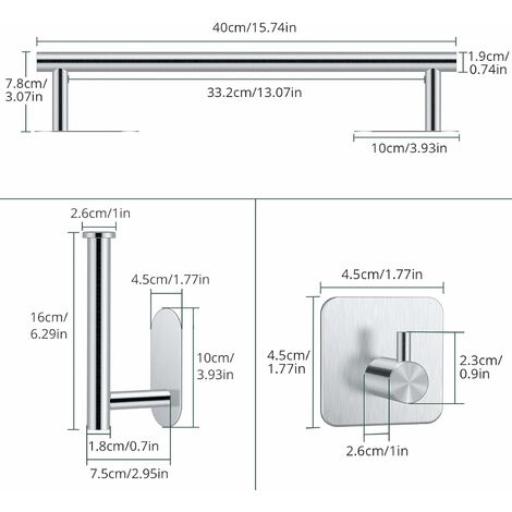 Porta Asciugamani JiGiU Set di Portasciugamani Bagno Acciaio Inox