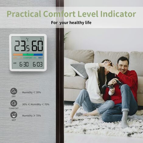 Termometro digitale Igrometro, Mini misuratore di temperatura ambiente  Misuratore di umidità interna per auto in serra Home Office (2 pezzi, nero)