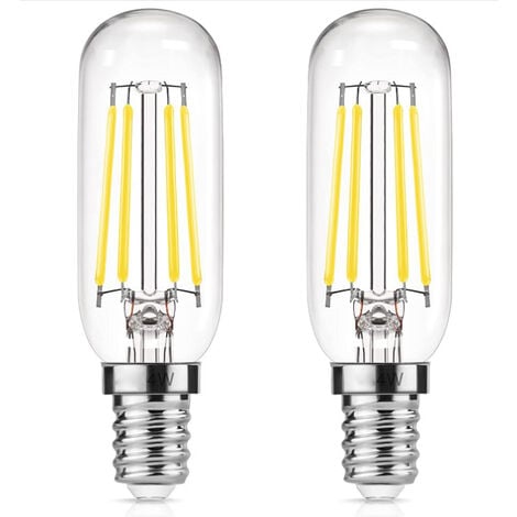 RHAFAYRE Lampadina a incandescenza per cappa da 40 W, lampadina a  incandescenza E14 T25 LED da 4 W, lampadina a filamento Edison, bianco,  6000 K, lampada per cappa da cucina, confezione da 2