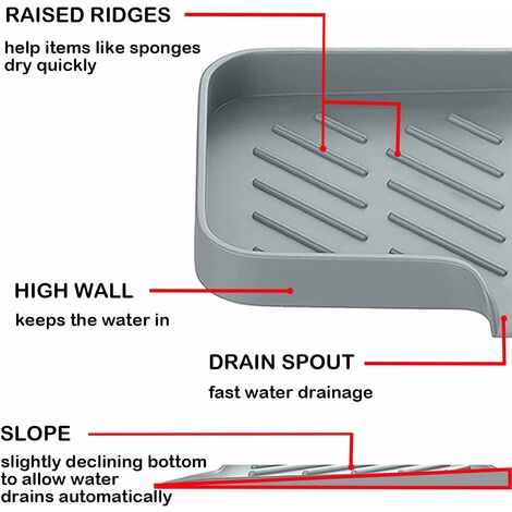 RHAFAYRE Portasapone da cucina, Vassoio per lavello da cucina Vassoio per  spugne Portaspugna da cucina Portasapone