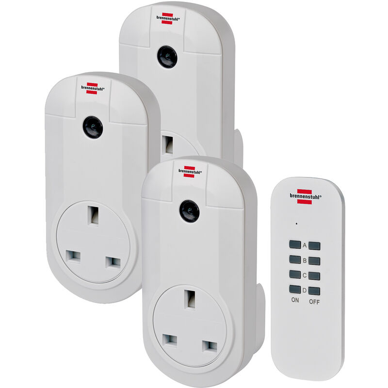 3x Wireless UK Plug-in Mains Remote Controlled Energy Saving Sockets Switch  Set