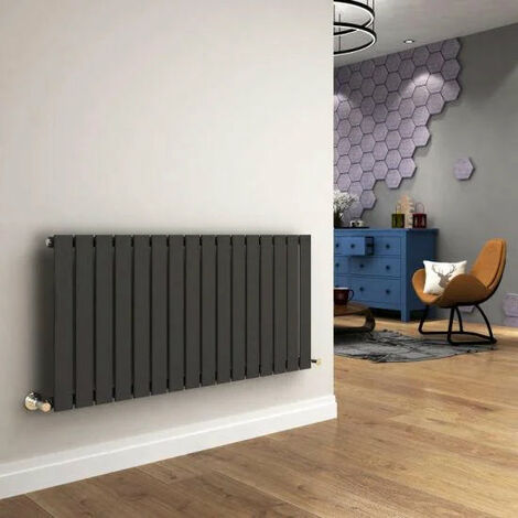 Designer Flat Panel Radiator Matt Black Central Heating Horizontal Single  UK Rads 8 Bars 600 x 546