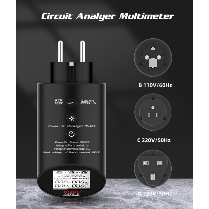 TESTEUR DE PRISE Prise Prise De Terre Test De Tension Ligne Zéro Prise