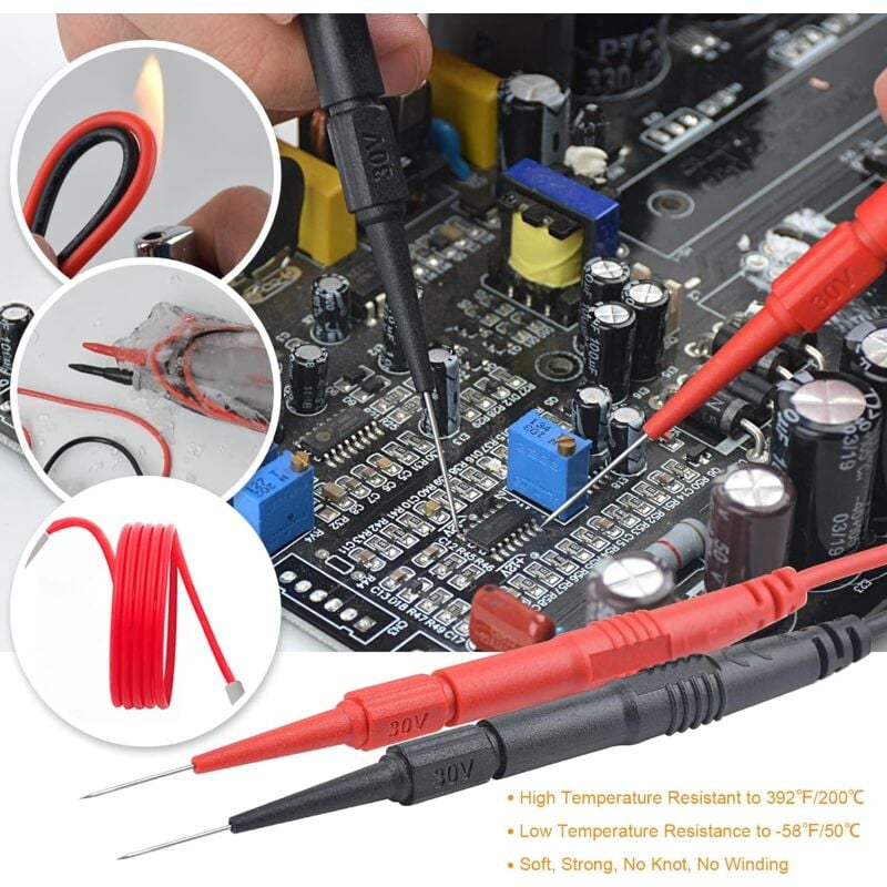 Sondes de Multimètre,Crochet Test Cable pour Multimètre,Kit de Test en  Silicone Souple pour électricien, Cordons de[S291]