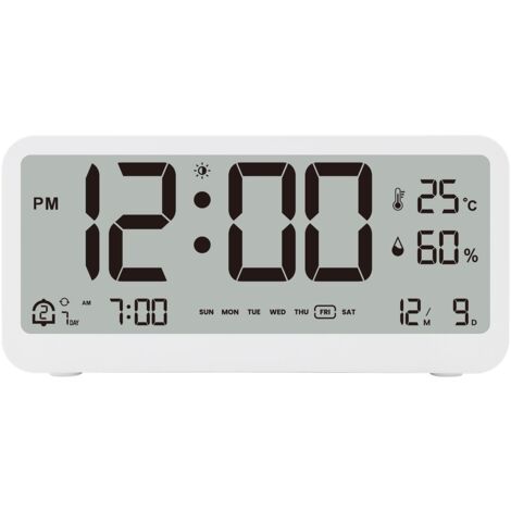 Horloge numérique multifonctionnelle 8001 – Grand écran LED – Température et humidité – Double alarme avec fonction Snooze – Réglage de luminosité – Curconsa (1/5)