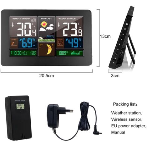 Capteur Température & Humidité Sans Fil Pour Station Météo Fanju - Portée 60m - Noir - À Piles (non Fournies)