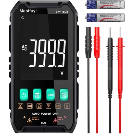 Multimètre numérique, multi-testeur intelligent compact, testeur électrique NCV, True RMS 4000 comptes, LCD, protection contre les surcharges, plage automatique, capacité, continuité, fréquence (1/5)