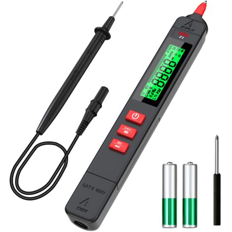 Z1 Kit Testeur de Tension Sans Contact Unipolaire Multimètre Automatique avec Pinces Crocodiles, Pointes d’extension, Câble de Test 2m, Testeur de Tension Ohm Continuité Phase Capacité Diode (1/5)