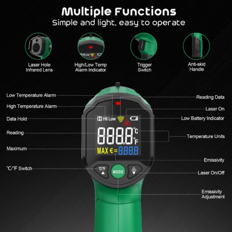 Thermomètre Infrarouge,-50℃~420℃(T600A)Thermometre Laser Sans Contact