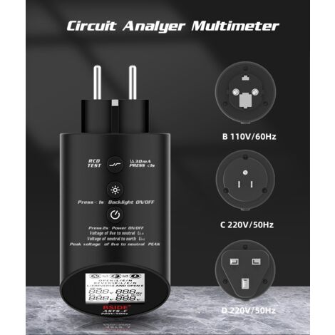 Testeur De Prise électrique Multifonction - Détecteur De Câblage, Tension, Fuite (RCD), NCV - Écran LCD Pour électriciens Et Bricoleurs - 3